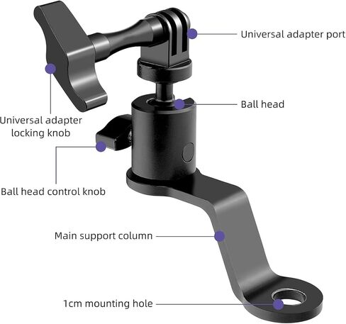 Aluminum Motorcycle Mirror Mount 360 Degree Rotation for GoPro Hero, DJI Osmo, Insta360, AKASO Action Cameras, Motorcycle Camera Mount in Saudi Arabia