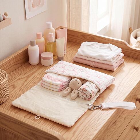 Quilted Pink Bow Baby Wipe Holder Fabric Foldable Diaper Bag Organizer with Handle Portable Wet Wipes Pouch for Baby Travel Home Car Stroller in Saudi Arabia
