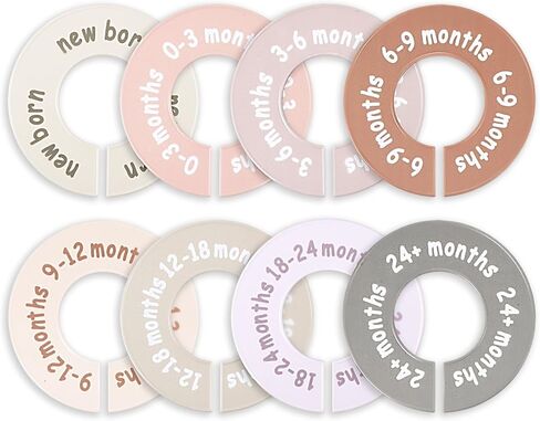 8 Pcs Baby Closet Dividers, Baby Clothes Dividers for Closet Clothes Size Divider Round Labels for Sorting From Newborn to 12+ Months Fits 1.5" Rod Organize Nursery Hangers(Multicolor) in Saudi Arabia