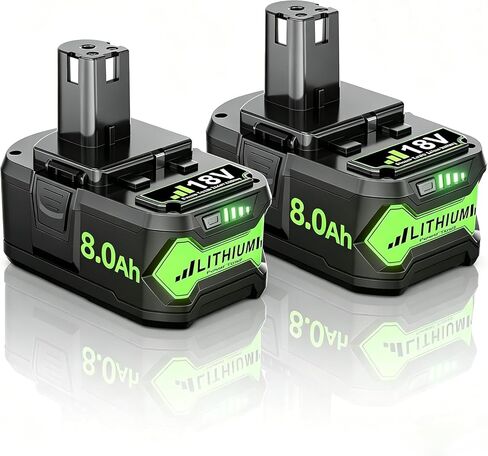 2Pack Upgrade 8000mAh Replacement for Ryobi 18V Battery P108 P102 P103 P104 P105 P107 P109 P190 P191 P122 Compatible with 18 Volt ONE+ System Cordless Power Tools in Kuwait