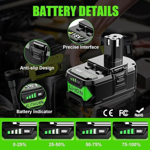 2Pack Upgrade 8000mAh Replacement for Ryobi 18V Battery P108 P102 P103 P104 P105 P107 P109 P190 P191 P122 Compatible with 18 Volt ONE+ System Cordless Power Tools in Kuwait
