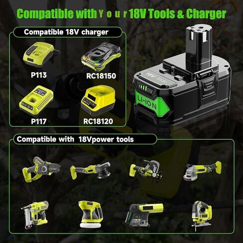 2Pack Upgrade 8000mAh Replacement for Ryobi 18V Battery P108 P102 P103 P104 P105 P107 P109 P190 P191 P122 Compatible with 18 Volt ONE+ System Cordless Power Tools in Kuwait