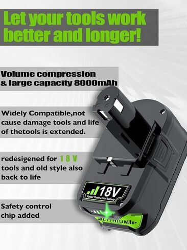 2Pack Upgrade 8000mAh Replacement for Ryobi 18V Battery P108 P102 P103 P104 P105 P107 P109 P190 P191 P122 Compatible with 18 Volt ONE+ System Cordless Power Tools in Kuwait