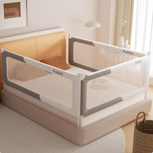 3-Sided Bed Rails for Queen Size Bed, 28'' Extra Tall Baby Guard Bed Rail | Adjustable 2–13" Mattress Fit, No-Drill, Foldable, Safety Child-lock Thickened Bed Railing for Toddler Kids Adult Co-Sleeping in Saudi Arabia