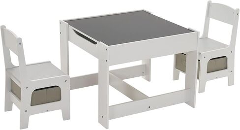 JOYMOR Kids Table and Chairs with Storage, 6 Drawers Toddlers Table and Chair Set- Ideal for 3-8 Years Old, European Grade Wooden Kids Activity Table for Art Crafts and Study (White) in Saudi Arabia