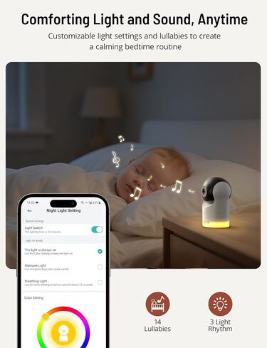 PARIS RHÔNE Video Baby Monitor, 2K UHD WiFi Camera, Night Vision, 5" Smart Baby Monitor with App Control, Motion and Cry Detection, AI Tracking, Three-Way Audio, RGB Night Light, Lullabies in Saudi Arabia