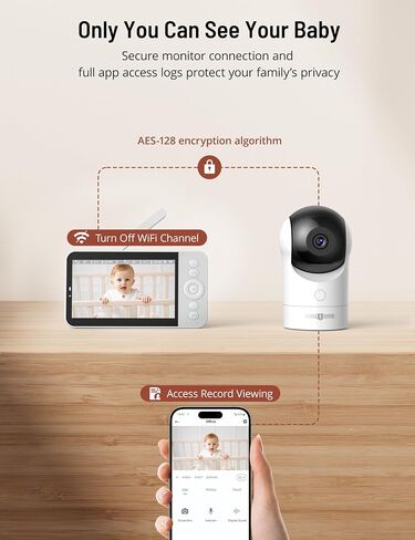 PARIS RHÔNE Video Baby Monitor, 2K UHD WiFi Camera, Night Vision, 5" Smart Baby Monitor with App Control, Motion and Cry Detection, AI Tracking, Three-Way Audio, RGB Night Light, Lullabies in Saudi Arabia