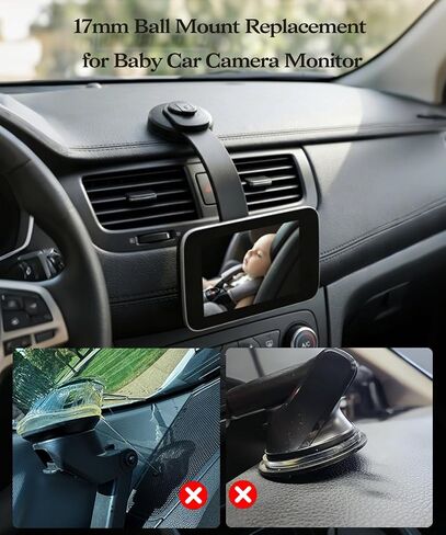 17 mm Ball Mount for Baby Car Camera, Bendable Suction Cup Mount | with Adhesive Base, 360° Adjustable, Fits Car Seat Monitor / Backup Camera / Dash Cam in Saudi Arabia