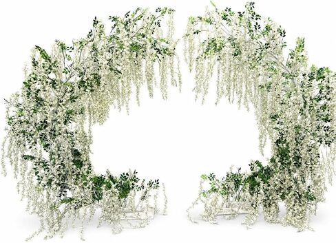 Wedding Ceremony Arch Frame Metal for Event Decoration, Freestanding Arched Backdrop Stand, for Outdoors, Arch with White Wisteria Floral Art in Saudi Arabia
