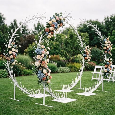 Wedding Ceremony Arch Frame Metal for Event Decoration, Freestanding Arched Backdrop Stand, for Outdoors, Arch with White Wisteria Floral Art in Saudi Arabia