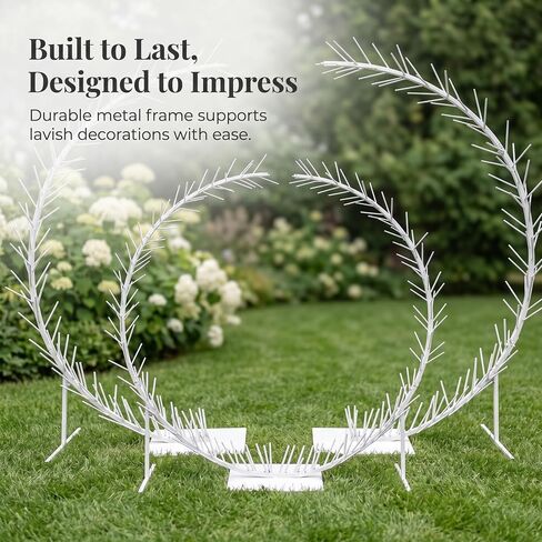 Wedding Ceremony Arch Frame Metal for Event Decoration, Freestanding Arched Backdrop Stand, for Outdoors, Arch with White Wisteria Floral Art in Saudi Arabia