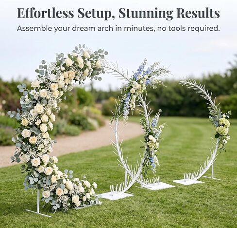 Wedding Ceremony Arch Frame Metal for Event Decoration, Freestanding Arched Backdrop Stand, for Outdoors, Arch with White Wisteria Floral Art in Saudi Arabia