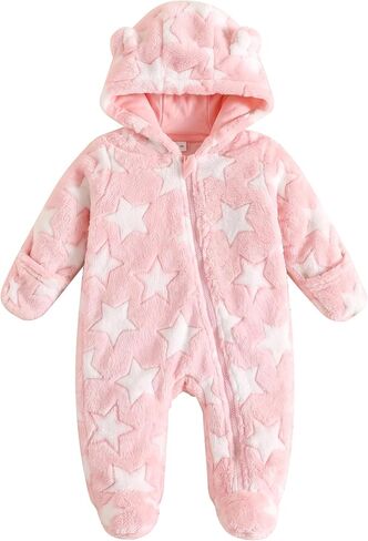 Jecson Baby Bear Outfit Newborn Clothes Infant Snowsuit Hooded Jumpsuit | Cozy Baby Snowsuit with Soft Fabric, Hooded Bear Design, and Easy Zipper, A Cute Pick for Newborn Girl Clothes in Winter. in Saudi Arabia