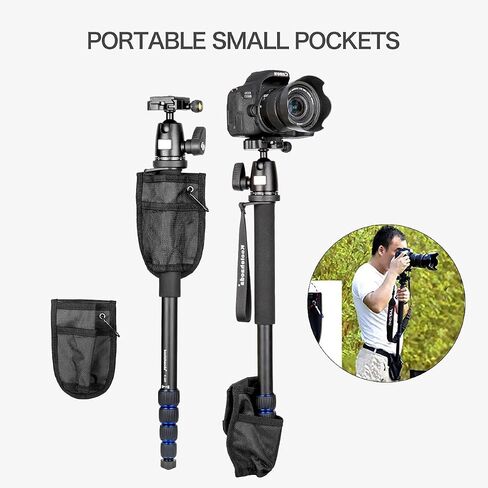 Koolehaoda مونوبود ألومنيوم مقاس 69 بوصة مع قاعدة حامل ثلاثي القوائم ورأس كروي لكاميرات DSLR | حامل دعم بطول 3 أقدام، ارتفاع قابل للتعديل، لكاميرا Canon Nikon DSLR، مونوبود تصوير محمول للسفر، خفيف الوزن in Kuwait
