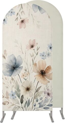 Watercolor Floral Spring Wedding Arch Cover,Stretchy Spandex Arch Backdrop Stand Covers 5 FT,Summer Botanical Garden Flowers Round Top Arched Backdrop Cover for Birthday Party Ceremony Baby Shower in Kuwait