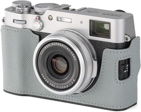 Camera Leather Case Suitable for Fujifilm X100VI, Italian Vegetable-Tanned Cowhide Vintage Handmade Full Wrap Protection (Blue (with Grip), X100V) in Saudi Arabia