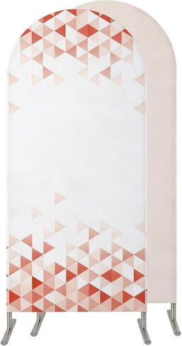 Red Geometric Wedding Arch Cover, Stretchy Spandex Arch Backdrop Stand Covers 4 FT, Modern Minimalist Ombre Triangles Art Round Top Arched Backdrop Cover for Birthday Party Ceremony Baby Shower Event in Kuwait