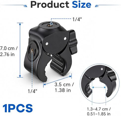 Camera Clamp Mount with 1/4 Threded Connector, Monitor Camera Clamp Mount Clip Holder Light Flash Holder Webcam Stand for Cameras Tripod Pole Pography Phone Video Live Stream in Saudi Arabia