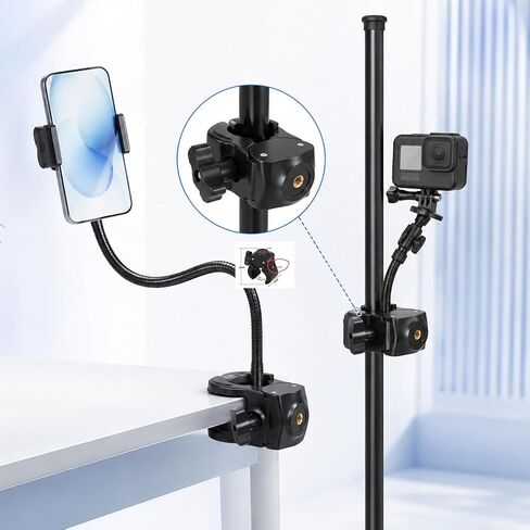 Camera Clamp Mount with 1/4 Threded Connector, Monitor Camera Clamp Mount Clip Holder Light Flash Holder Webcam Stand for Cameras Tripod Pole Pography Phone Video Live Stream in Saudi Arabia