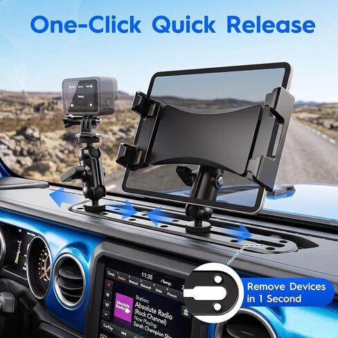 Tablet Truck Holder, Heavy Duty Drill Base Multi-Device Dash Platform Mount | iPad Car Mount for Car/ Truck/ Boats, Dual Device Bracket for iPad Tablets/Smartphone/Gopro/Action/Camera/GPS in Saudi Arabia