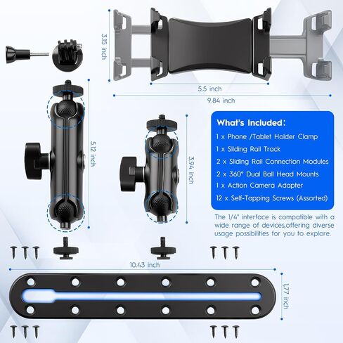 Tablet Truck Holder, Heavy Duty Drill Base Multi-Device Dash Platform Mount | iPad Car Mount for Car/ Truck/ Boats, Dual Device Bracket for iPad Tablets/Smartphone/Gopro/Action/Camera/GPS in Saudi Arabia