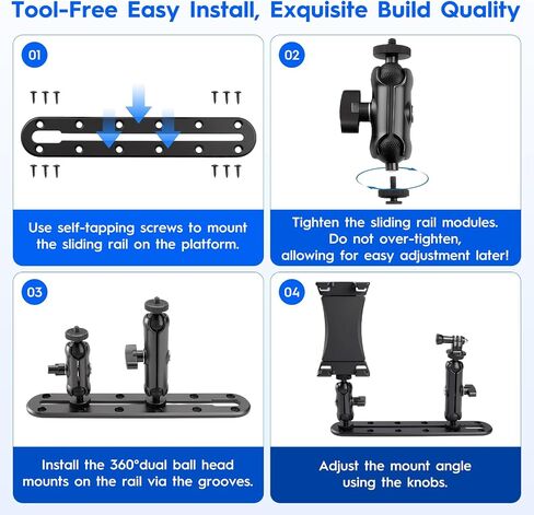 Tablet Truck Holder, Heavy Duty Drill Base Multi-Device Dash Platform Mount | iPad Car Mount for Car/ Truck/ Boats, Dual Device Bracket for iPad Tablets/Smartphone/Gopro/Action/Camera/GPS in Saudi Arabia