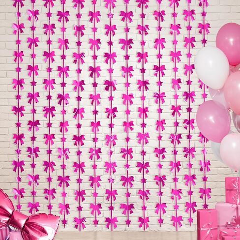 Menstarsi Bow Foil Fringe Curtains, Black Bow Birthday Backdrop, 2 Pack | Bow Party Decorations Black Birthday Party Supplies Photo Booth Props Streamers for Bachelorette Girl Baby Shower Party Decor in Saudi Arabia