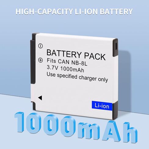 2Pack Battery and LCD USB Charger for Canon NB-8L, NB8L, CB-2LAE and Canon PowerShot A2200, PowerShot A3000 is, PowerShot A3100 is, PowerShot A3200 is, PowerShot A3300 is Cameras in Saudi Arabia
