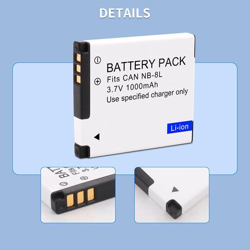 2Pack Battery and LCD USB Charger for Canon NB-8L, NB8L, CB-2LAE and Canon PowerShot A2200, PowerShot A3000 is, PowerShot A3100 is, PowerShot A3200 is, PowerShot A3300 is Cameras in Saudi Arabia
