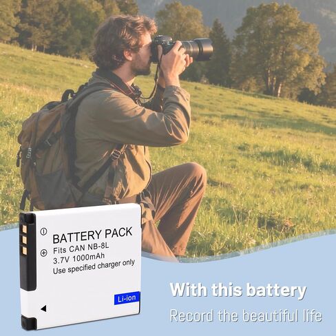 2Pack Battery and LCD USB Charger for Canon NB-8L, NB8L, CB-2LAE and Canon PowerShot A2200, PowerShot A3000 is, PowerShot A3100 is, PowerShot A3200 is, PowerShot A3300 is Cameras in Saudi Arabia