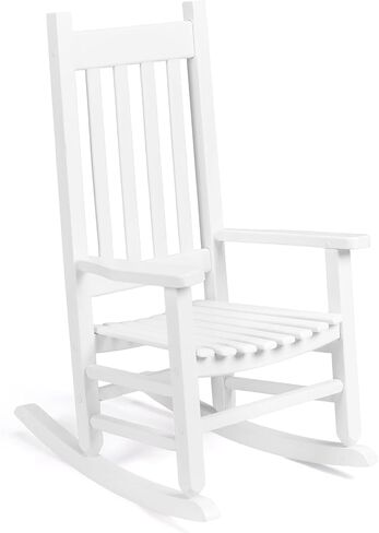 Bonnlo Kids Rocking Chair, Wooden Rocker with Classic Design, Solid Hardwood Construction, Indoor Nursery Furniture for Reading, Eating, Playing, Classroom and Bedroom (White) in Saudi Arabia