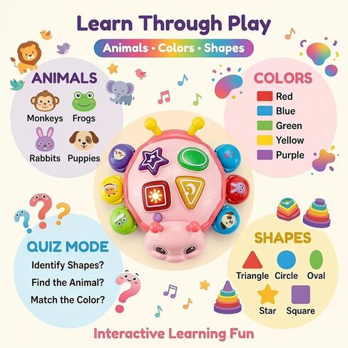 AUUGUU Crawling Baby Toy for 6-12 Months, Tummy Time Toy with Music, Lights & Animal Sounds, English & Spanish Learning Toy, Interactive Developmental Crawling Toy for Babies in Saudi Arabia