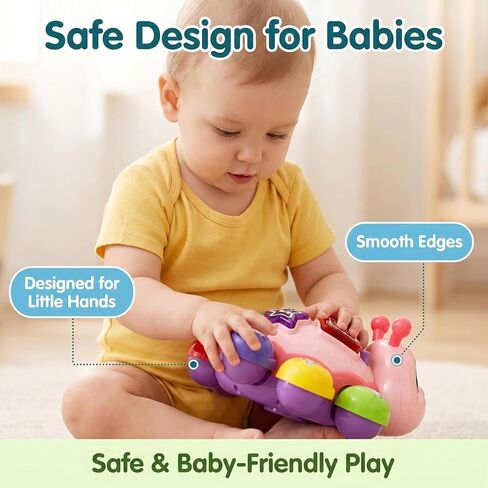 AUUGUU Crawling Baby Toy for 6-12 Months, Tummy Time Toy with Music, Lights & Animal Sounds, English & Spanish Learning Toy, Interactive Developmental Crawling Toy for Babies in Saudi Arabia