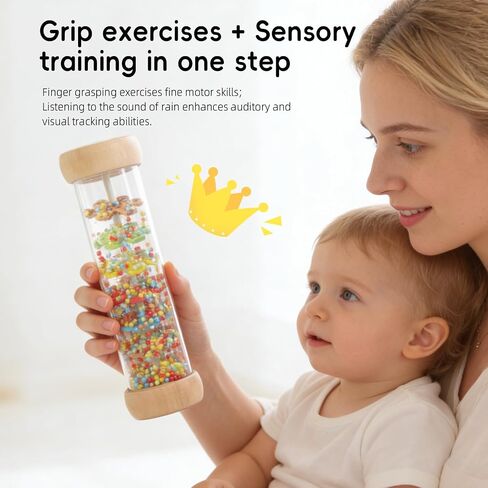 Rain Stick, Montessori Toys Suitable for 6–12 Months 1 Year Olds Baby Wooden Sensory Rattle, Musical Toy—A Perfect Gift for Newborns and Toddlers Aged 6 7 8 9 12 Months for Both Boys and Girls in Saudi Arabia