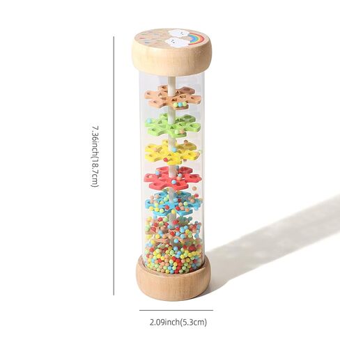 Rain Stick, Montessori Toys Suitable for 6–12 Months 1 Year Olds Baby Wooden Sensory Rattle, Musical Toy—A Perfect Gift for Newborns and Toddlers Aged 6 7 8 9 12 Months for Both Boys and Girls in Saudi Arabia