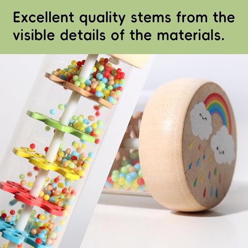 Rain Stick, Montessori Toys Suitable for 6–12 Months 1 Year Olds Baby Wooden Sensory Rattle, Musical Toy—A Perfect Gift for Newborns and Toddlers Aged 6 7 8 9 12 Months for Both Boys and Girls in Saudi Arabia