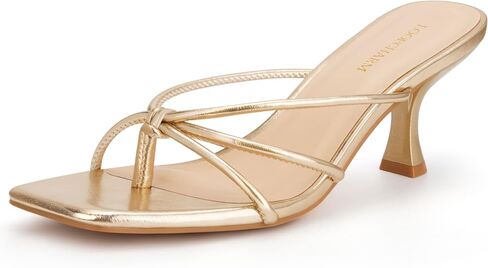 Women's Strappy Kitten Heel Thong Sandals Square Toe Mules | Comfortable Slip-On Thong Mule Sandals Featuring a Cushioned Footbed, Open Toe, and Kitten Heel for Effortless Style. in Saudi Arabia