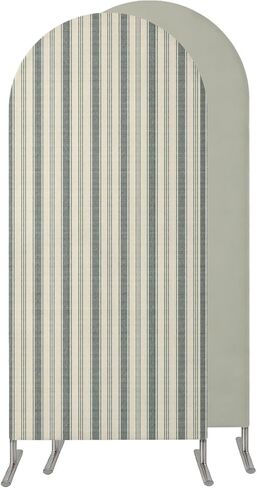 Sage Green Striped Wedding Arch Cover, Stretchy Spandex Arch Backdrop Stand Covers 6.6 FT, Modern Stripes Vintage Beige Round Top Arched Backdrop Cover for Birthday Party Ceremony Baby Shower Event in Kuwait