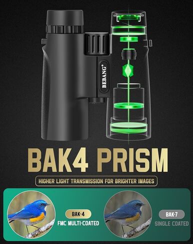 BEBANG Binoculars for Adults 10x42 High-Powered: Waterproof for Birding | BAK4 prisms and FMC optics, compact lightweight design for eyeglass wearers, cruises, sports, travel and wildlife viewing in Saudi Arabia
