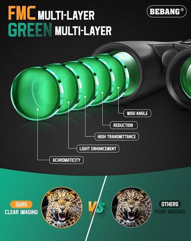 BEBANG Binoculars for Adults 10x42 High-Powered: Waterproof for Birding | BAK4 prisms and FMC optics, compact lightweight design for eyeglass wearers, cruises, sports, travel and wildlife viewing in Saudi Arabia