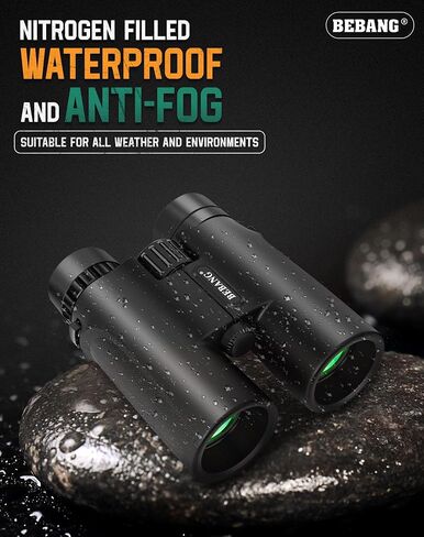 BEBANG Binoculars for Adults 10x42 High-Powered: Waterproof for Birding | BAK4 prisms and FMC optics, compact lightweight design for eyeglass wearers, cruises, sports, travel and wildlife viewing in Saudi Arabia