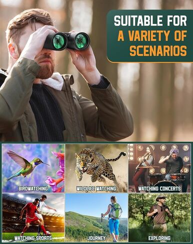 BEBANG Binoculars for Adults 10x42 High-Powered: Waterproof for Birding | BAK4 prisms and FMC optics, compact lightweight design for eyeglass wearers, cruises, sports, travel and wildlife viewing in Saudi Arabia