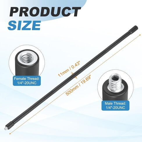 Metal Tripod Extender Tube (19.7" L 1/4"-20 Female to Male Threads) - Universal & Lightweight, Aluminum Alloy Tripods Mount Extended Rod Lamp Holder for DSLR/Action Cameras in Saudi Arabia