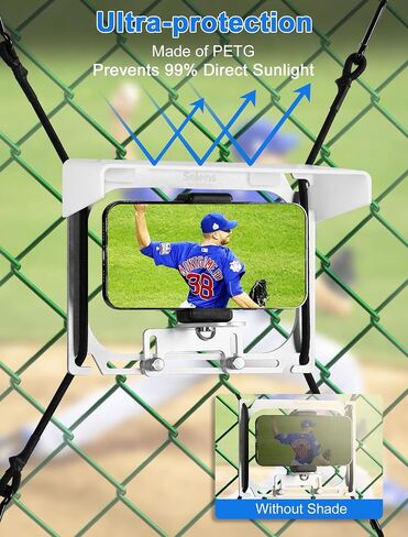 Selens Cell Phone Fence Mount with Shade for Gamechanger | for iPhone,Mevo Camera,Phones and Gopro.Mounting Kit to a Chain Link Fence for Recording Baseball,Softball and Tennis Games in Saudi Arabia
