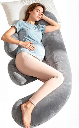 Chilling Home Memory Foam Pregnancy Pillow, F Shaped Maternity Pillow, Adjustable Pregnancy Wedge Pillow with Full Body Support for Back, Belly, Hips, Legs, Pregnant Pillows for Side Sleeping, Velvet in Saudi Arabia