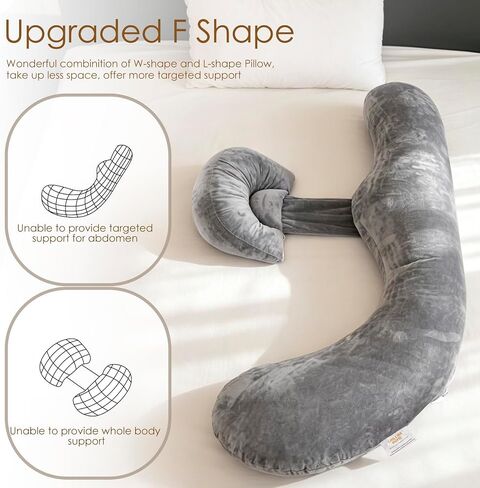 Chilling Home Memory Foam Pregnancy Pillow, F Shaped Maternity Pillow, Adjustable Pregnancy Wedge Pillow with Full Body Support for Back, Belly, Hips, Legs, Pregnant Pillows for Side Sleeping, Velvet in Saudi Arabia