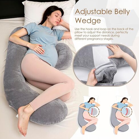 Chilling Home Memory Foam Pregnancy Pillow, F Shaped Maternity Pillow, Adjustable Pregnancy Wedge Pillow with Full Body Support for Back, Belly, Hips, Legs, Pregnant Pillows for Side Sleeping, Velvet in Saudi Arabia