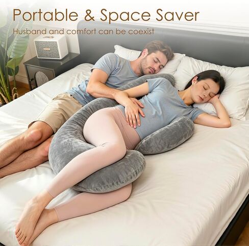 Chilling Home Memory Foam Pregnancy Pillow, F Shaped Maternity Pillow, Adjustable Pregnancy Wedge Pillow with Full Body Support for Back, Belly, Hips, Legs, Pregnant Pillows for Side Sleeping, Velvet in Saudi Arabia