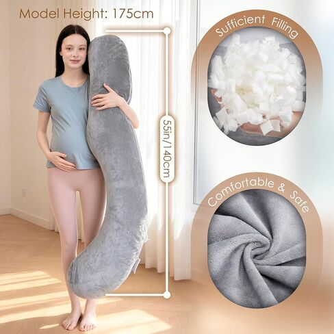 Chilling Home Memory Foam Pregnancy Pillow, F Shaped Maternity Pillow, Adjustable Pregnancy Wedge Pillow with Full Body Support for Back, Belly, Hips, Legs, Pregnant Pillows for Side Sleeping, Velvet in Saudi Arabia