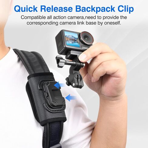 Backpack Mount for Insta360 Luna Ultra X5 X4 Air Ace Pro 2 Accessories | Shoulder Strap Clip Holder 360° Adjust Quick Release for DJI Osmo 360 Nano Action 6 5 Pocket 4 3 for GoPro Max2 13 mission in Saudi Arabia